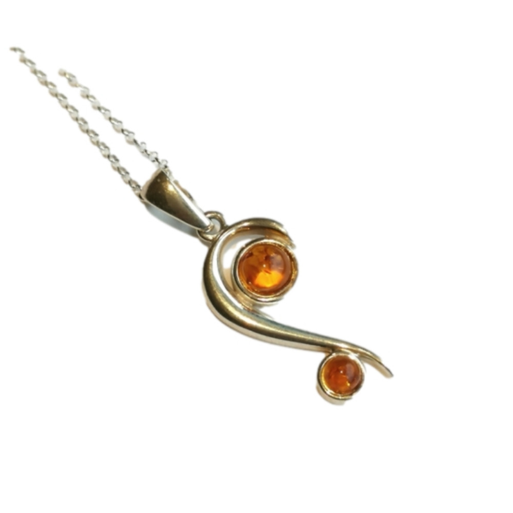 New sterling silver Baltic Amber pendant necklace